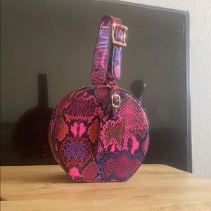 Pink Snakeskin Clutch Purse